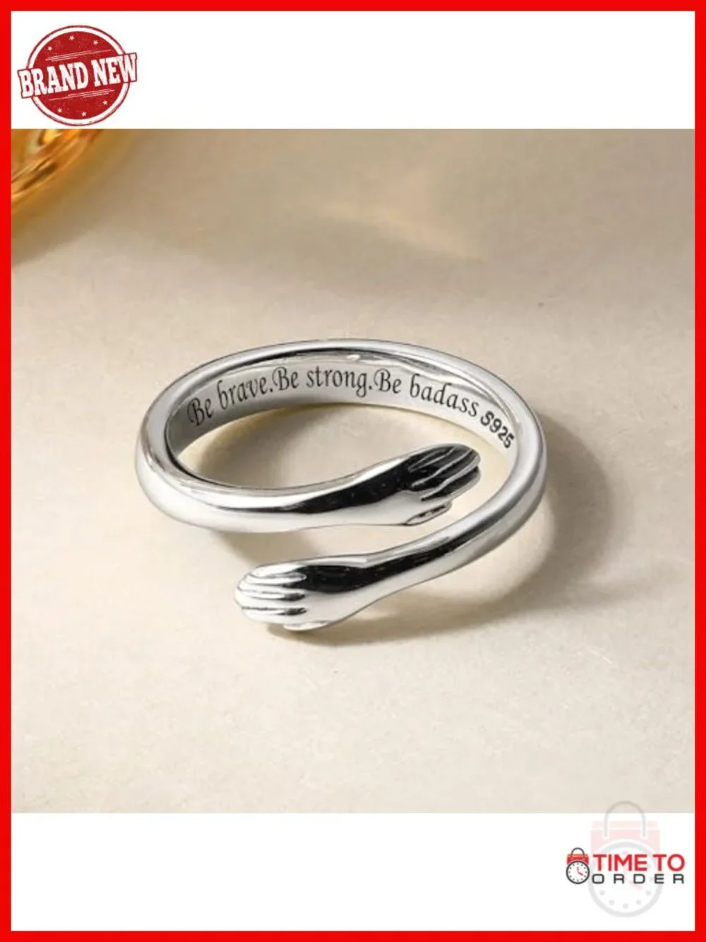 925 Sterling Silver Hug Rings Women Adjustable Friendship Ring